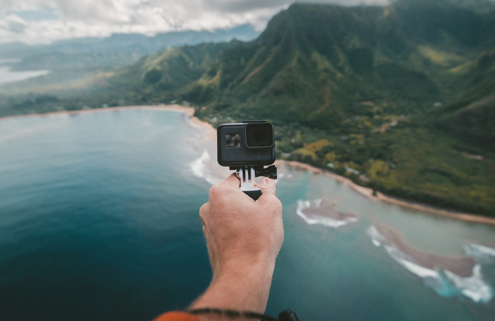 GoPro in boven water en bergen