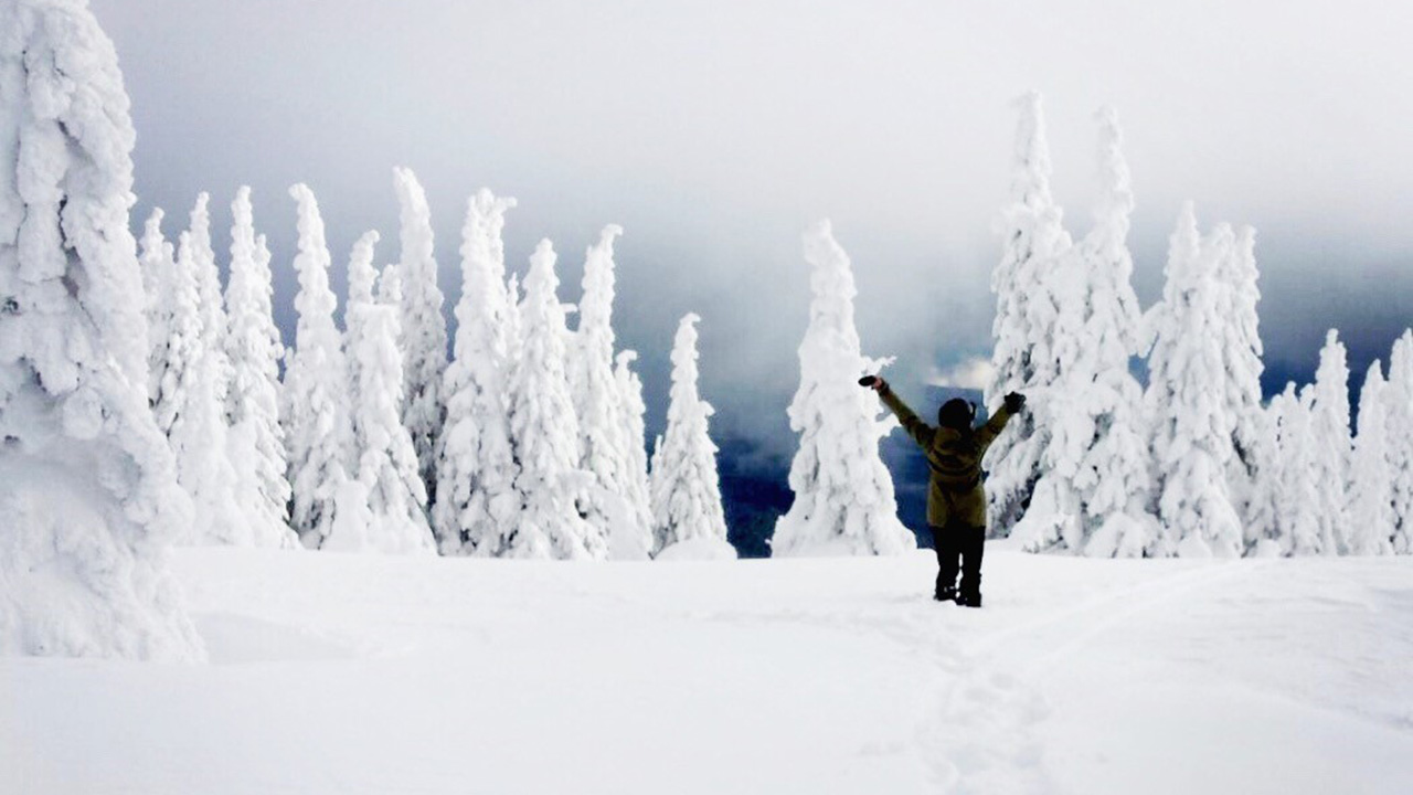 Uitzicht over Silver Star op een ijskoude dag in Canada