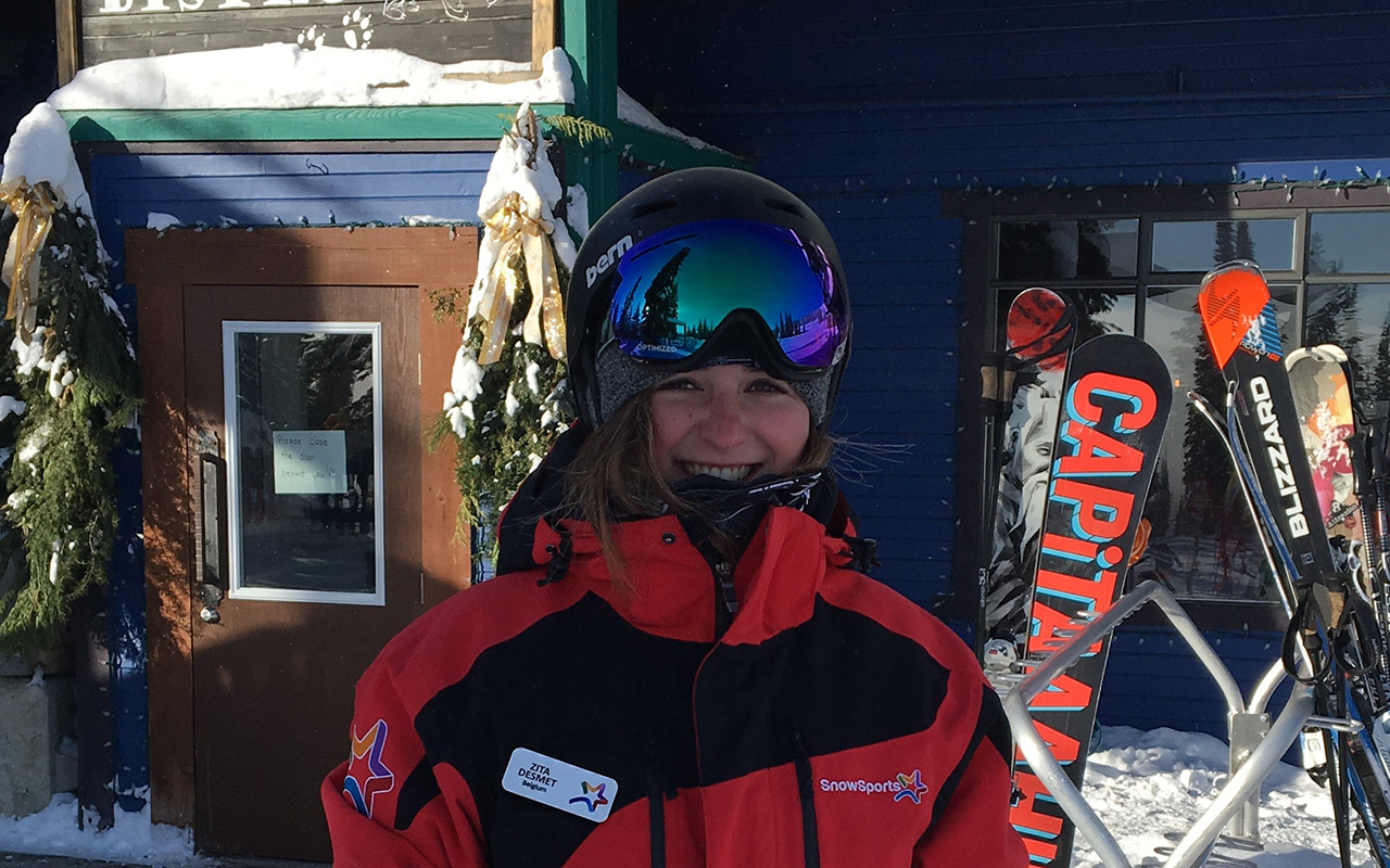 Werkoutfit als skileraar in Silver Star, Canada