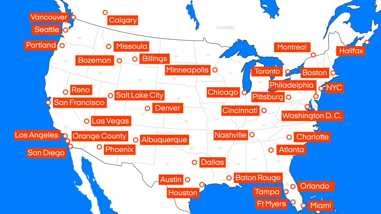 Verhuurlocaties in Amerika op de kaart | Camperhuur Amerika | KILROY