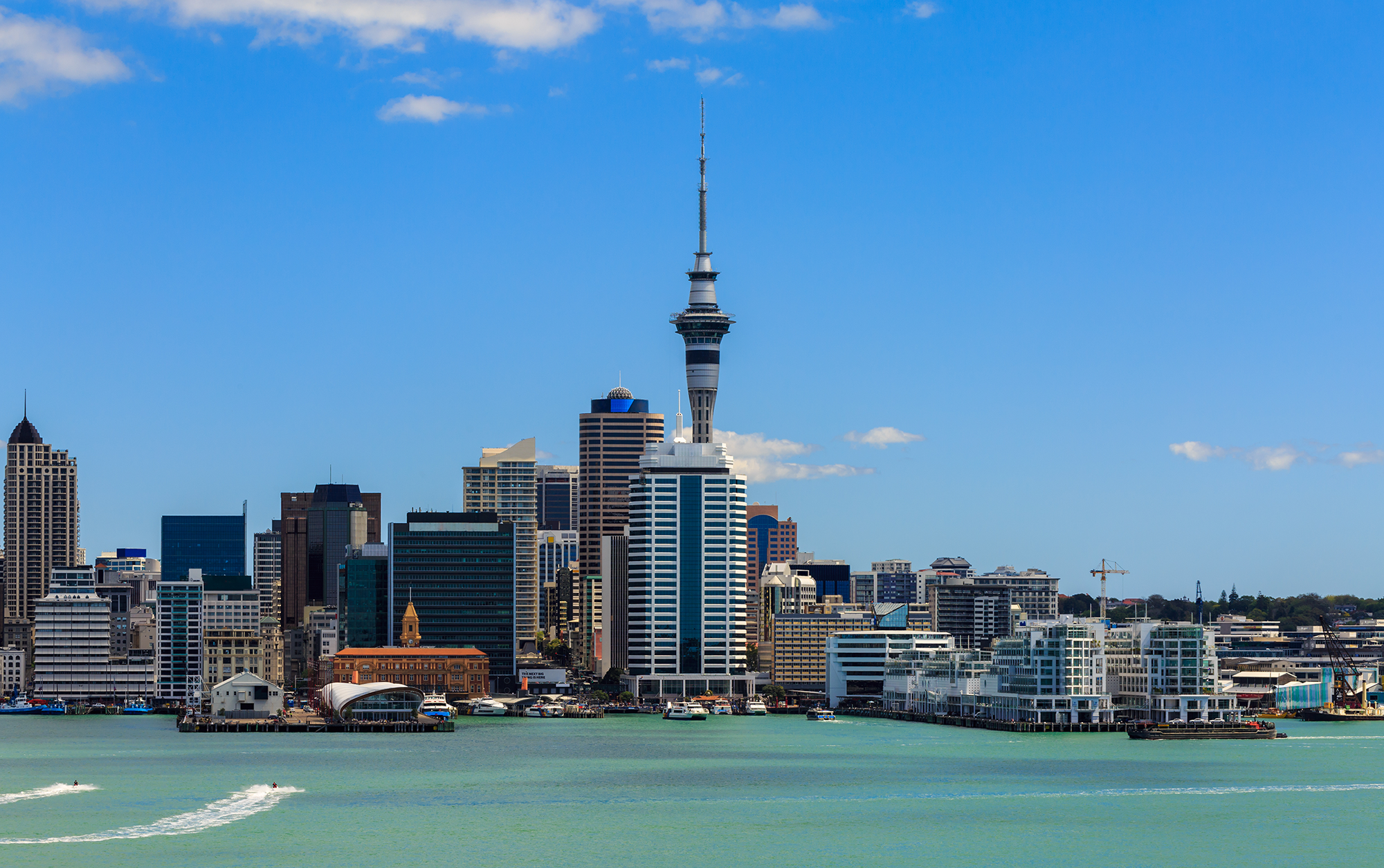 De skyline van Auckland, Nieuw-Zeeland