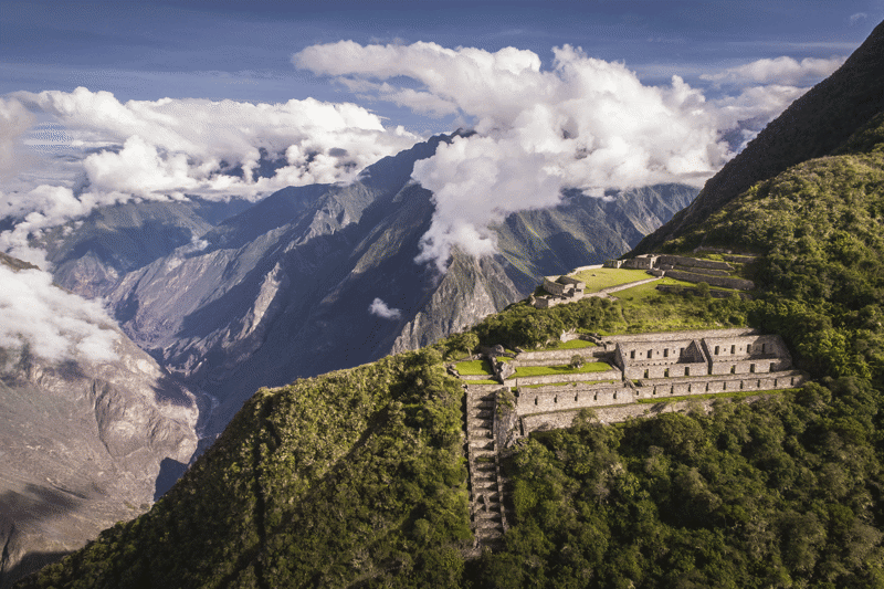 Inca Ruines van Choquequirao in de bergen van Peru