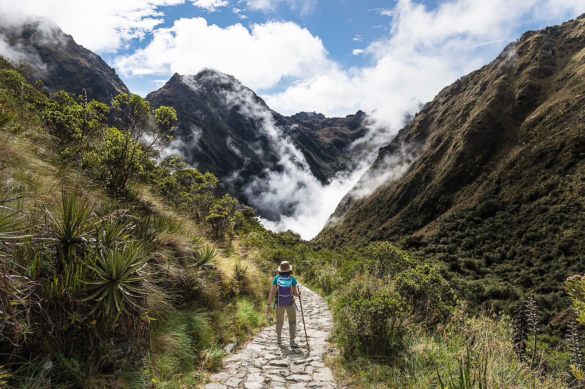 Trekking langs de Inca Trail in Peru