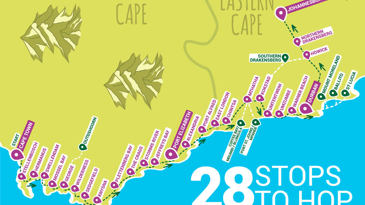 Baz Bus route network in South Africa