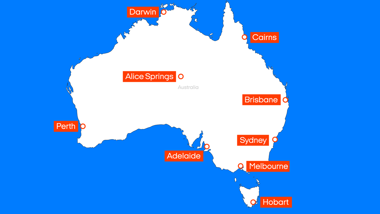 Verhuurlocaties in Australië op de kaart | Camperhuur Australië | KILROY