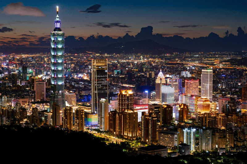 Skyline van Taipei tijdens de nacht